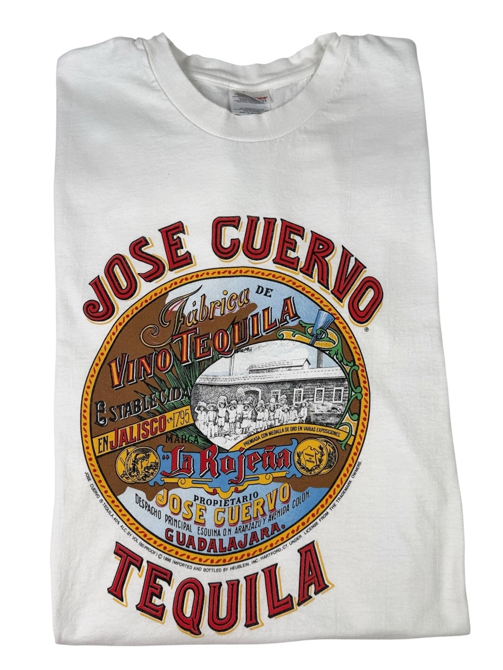 Vintage 1996 Jose Cuervo Tequila La Rojeña Distillery Promo T-Shirt Size XL